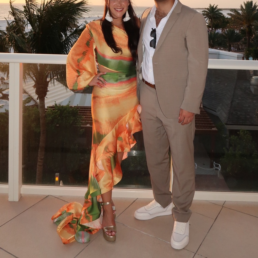 Bronx and Banco Hanna Horizon Gown in Orange Multi
